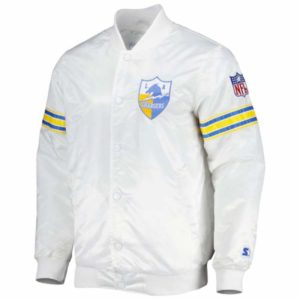 NFL Los Angeles Chargers White Satin Jacket