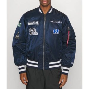 Navy Blue Seattle Seahawks MA-1 Bomber Jacket