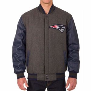 New England Patriots Charcoal & Blue Varsity Jacket