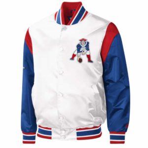 New England Patriots Throwback Warm Up Pitch Varsity Satin Jacket