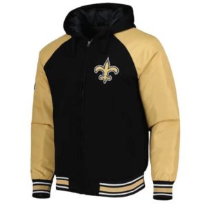 New Orleans Saints Black Hooded Varsity Jacket