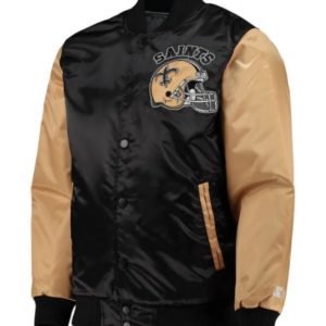 New Orleans Saints Locker Room Throwback Black & Gold Satin Jacket