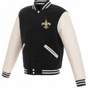 New Orleans Saints White & Black Varsity Jacket