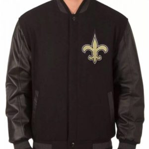 New Orleans Saints Wool & Leather Black Jacket