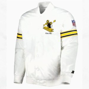 Pittsburgh Steelers The Power Forward White Satin Jacket