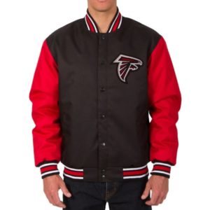 Poly Twill Atlanta Falcons Varsity Black And Red Jacket