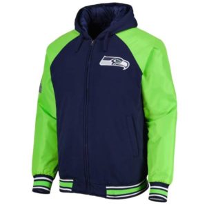 Seattle Seahawks College Defender Navy Varsity Hooded Jacket