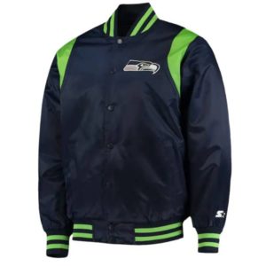 Seattle Seahawks College Prime Time Navy Blue Satin Jacket