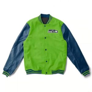 Seattle Seahawks Light Green & Blue Letterman Jacket