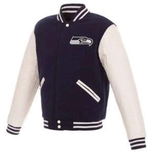 Seattle Seahawks Navy & White Varsity Jacket