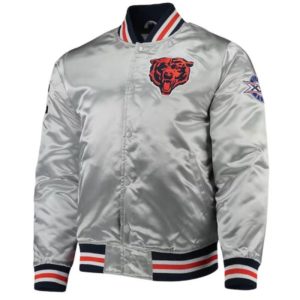 Silver Chicago Bears Satin Jacket