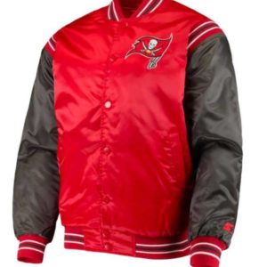 Tampa Bay Buccaneers Bomber Red & Black Satin Jacket