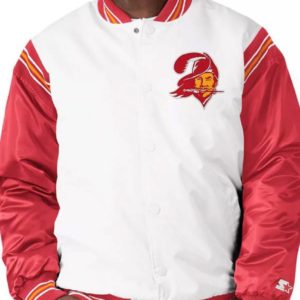 Tampa Bay Buccaneers Historic Renegade White And Red Satin Varsity Jacket