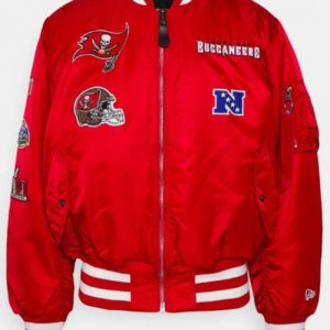 Tampa Bay Buccaneers Red MA-1 Satin Bomber Jacket