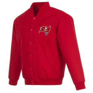 Tampa Bay Buccaneers Red Poly Twill Varsity Jacket