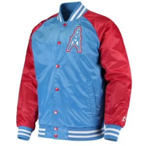 Tennessee Titans Lead Off Light Blue/Red Varsity Satin Jacket