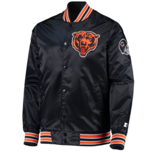 The Diamond Chicago Bears Retro Black Satin Jacket