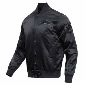 Triple Los Angeles Chargers Black Satin Jacket