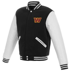 Washington Commanders Black_White Letterman Jacket