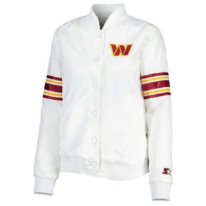 Washington Commanders Line Up White Satin Jacket