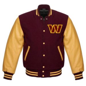 Washington Commanders Maroon & Yellow Letterman Jacket