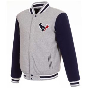 Houston Texans Gray And Navy Varsity Wool Jacket