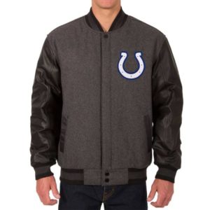 Indianapolis Colts Charcoal And Black Varsity Jacket