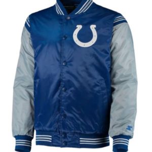 Indianapolis Colts Starter Satin Grey And Blue Jacket