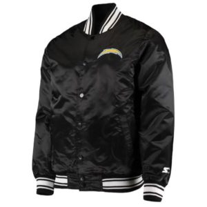 LA Chargers Locker Room Black Satin Jacket